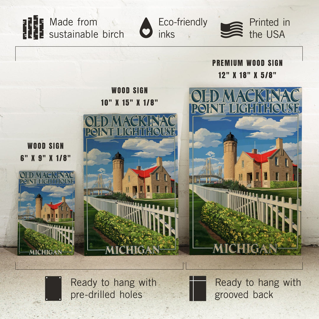 Mackinac Island, Michigan, Old Mackinac Lighthouse, Lantern Press Artwork, Wood Signs and Postcards - Lantern Press