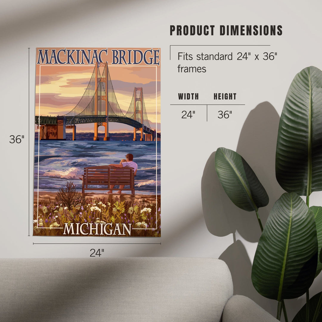 Mackinac, Michigan, Mackinac Bridge and Sunset, Art & Giclee Prints - Lantern Press