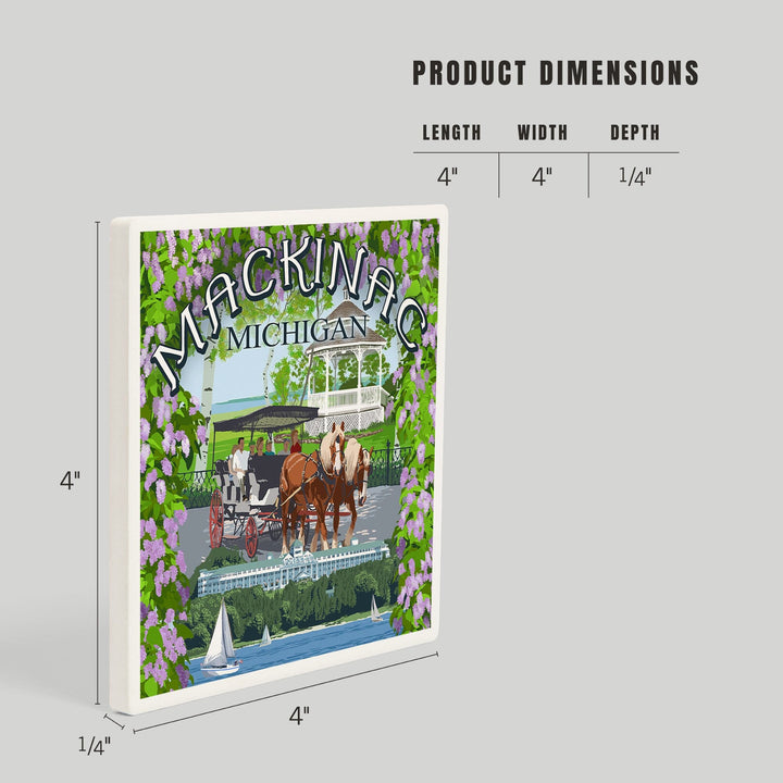 Mackinac, Michigan, Montage Scenes, Coasters Coasters Lantern Press