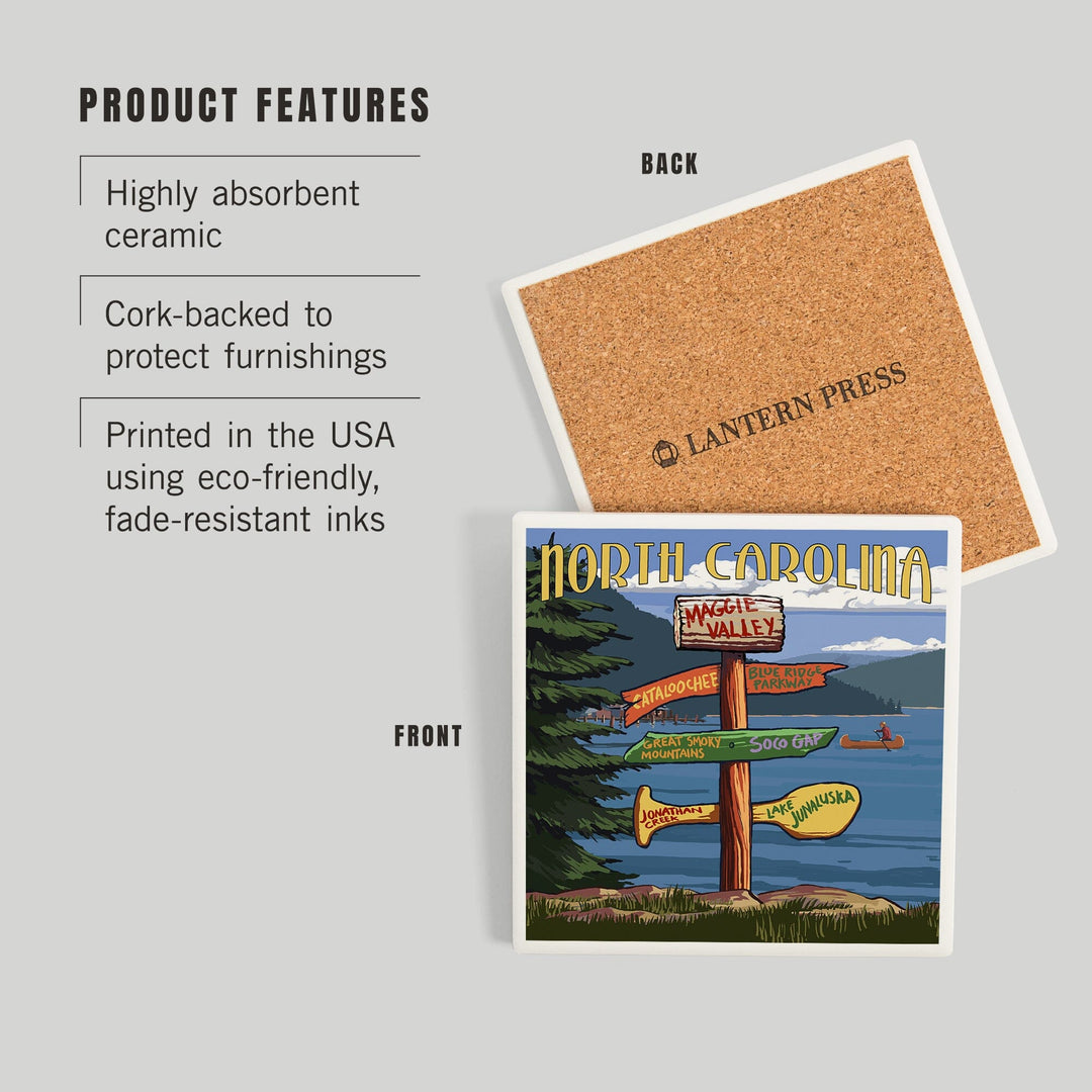 Maggie Valley, North Carolina, Sign Destinations, Coasters Coasters Lantern Press