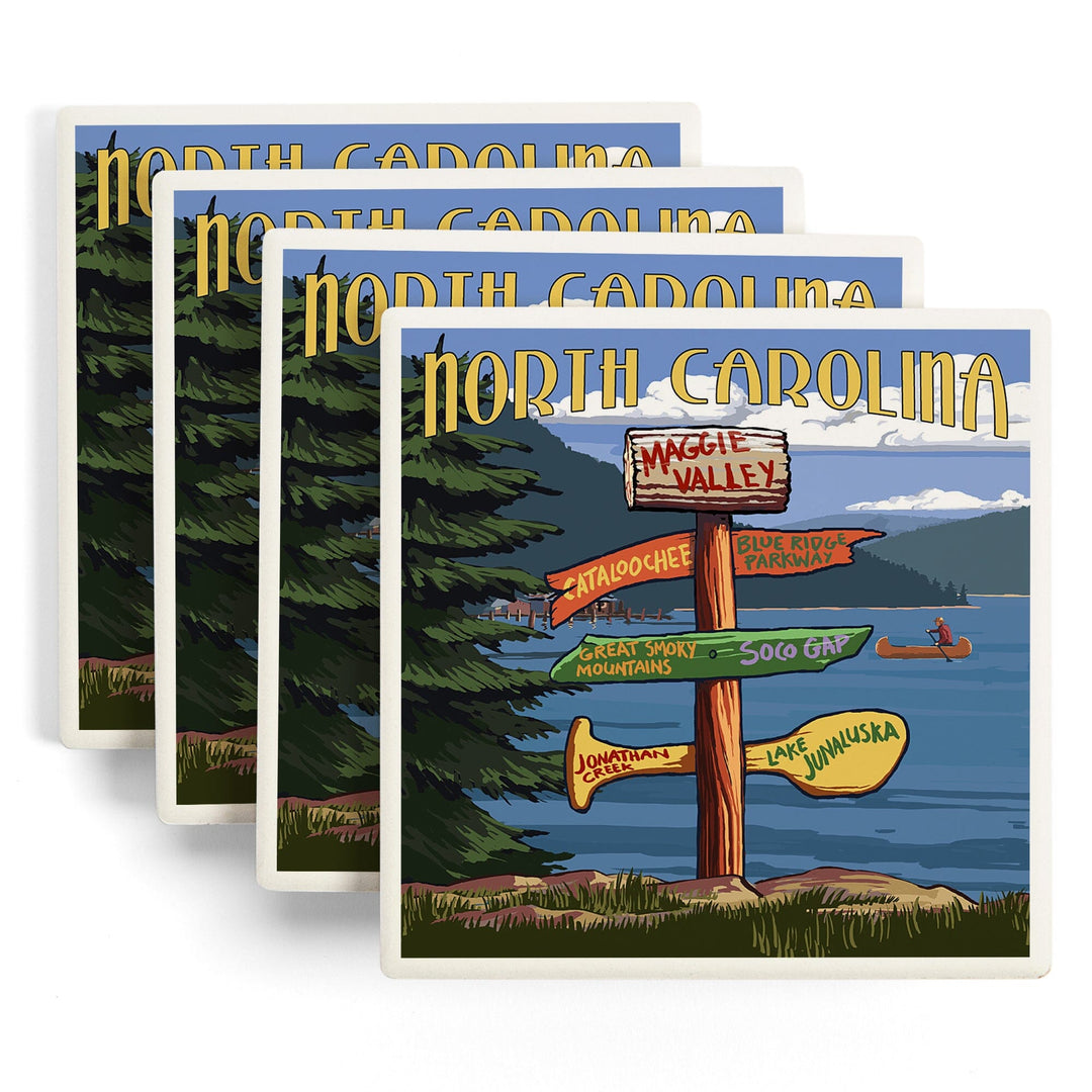 Maggie Valley, North Carolina, Sign Destinations, Coasters Coasters Lantern Press