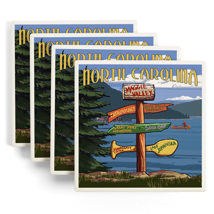 Maggie Valley, North Carolina, Sign Destinations, Coasters Coasters Lantern Press