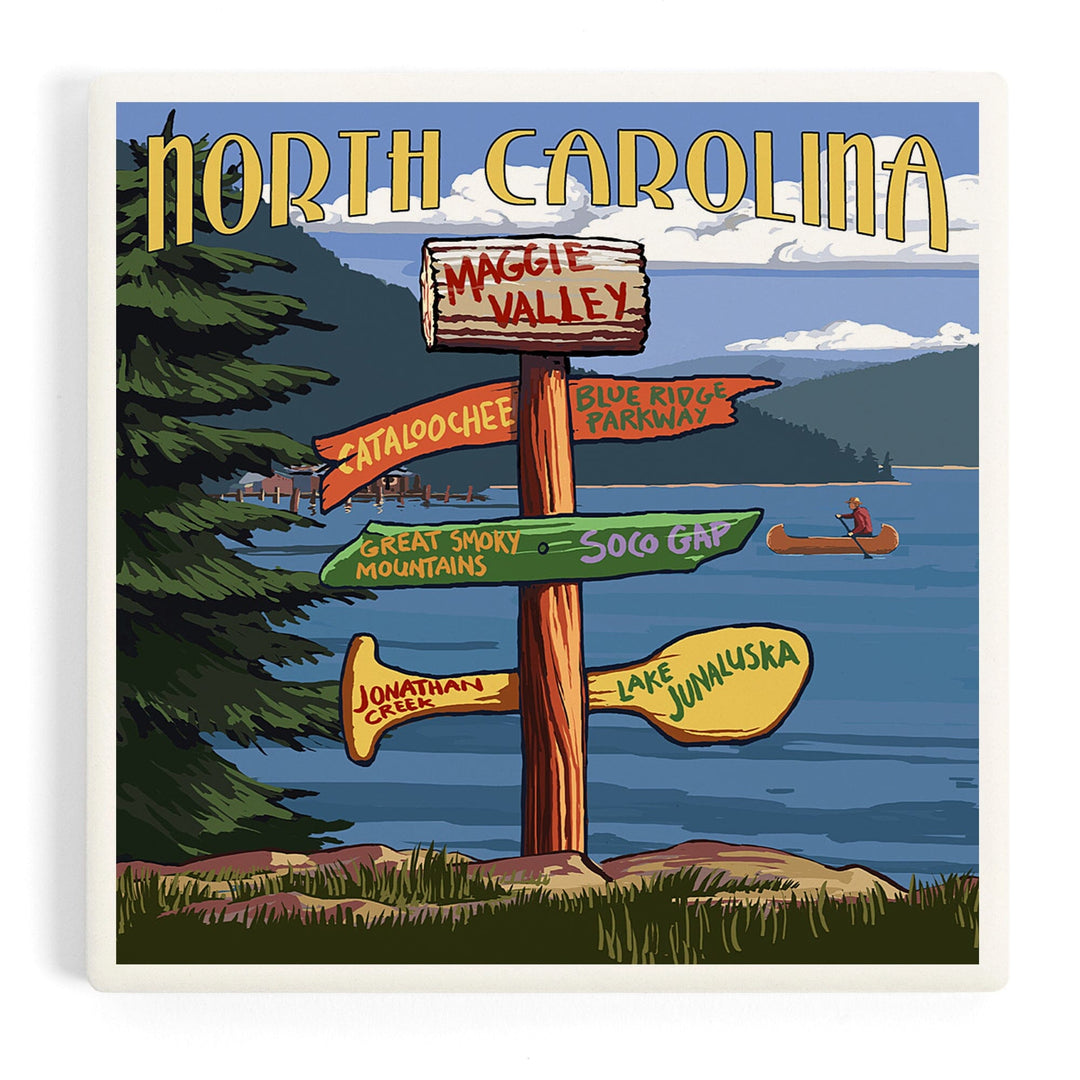 Maggie Valley, North Carolina, Sign Destinations, Coasters Coasters Lantern Press Coaster