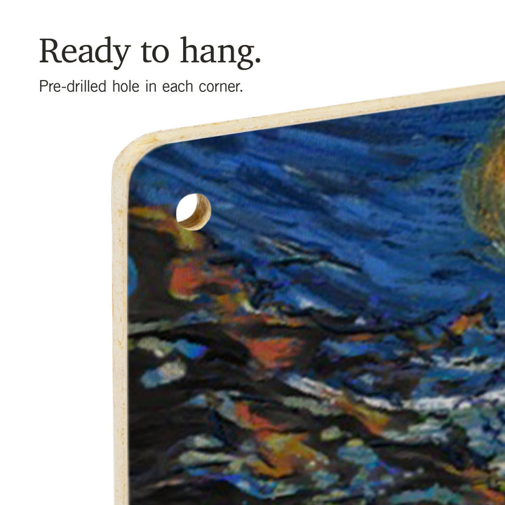Maine, Bass Harbor Lighthouse, Starry Night, Lantern Press Artwork, Wood Signs and Postcards - Lantern Press