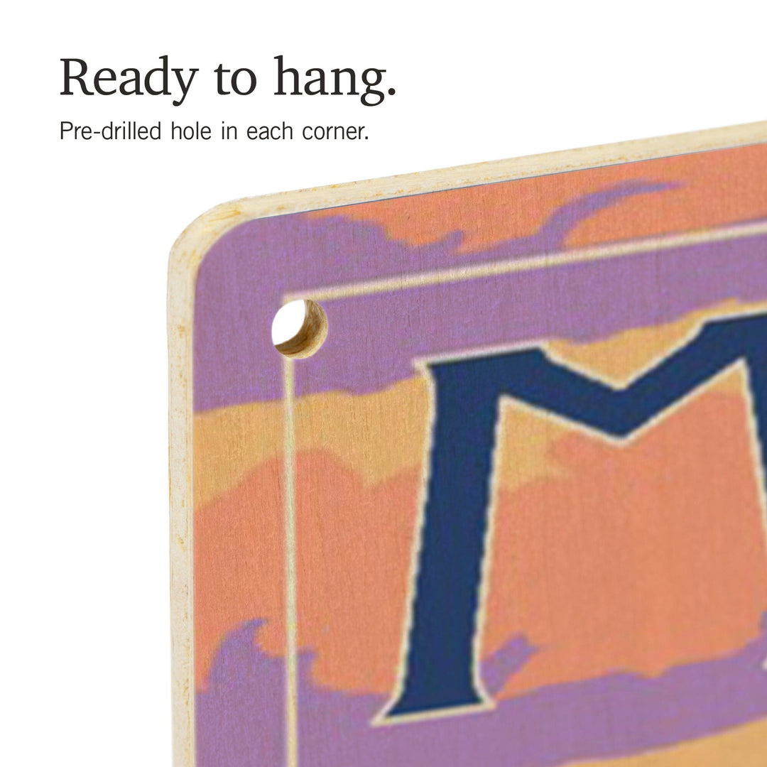 Maine, Canoe & Lake, Lantern Press Artwork, Wood Signs and Postcards - Lantern Press