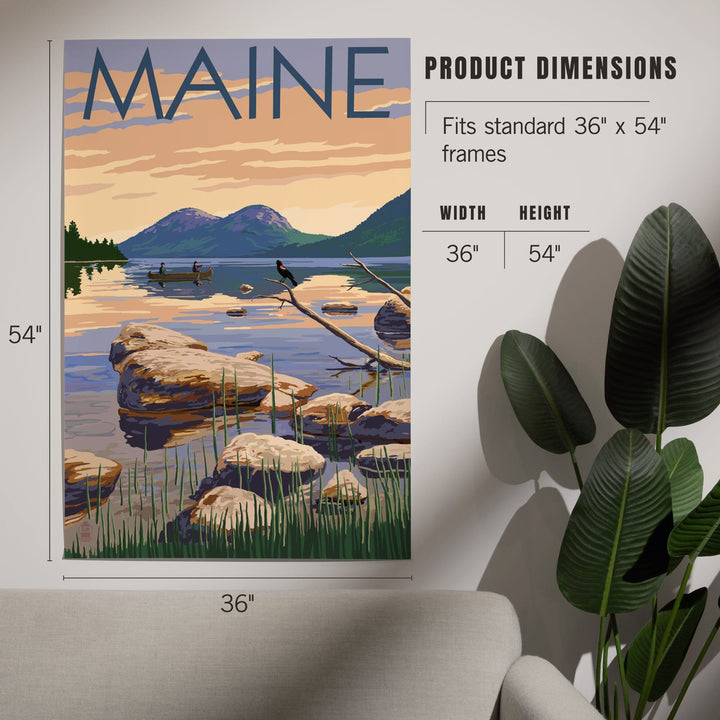 Maine, Lake Scene and Canoe, Art & Giclee Prints - Lantern Press