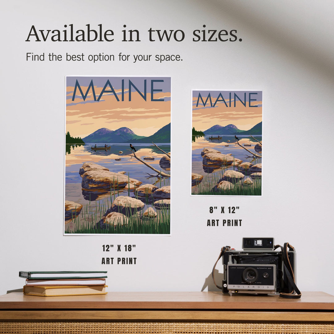 Maine, Lake Scene and Canoe, Art & Giclee Prints - Lantern Press