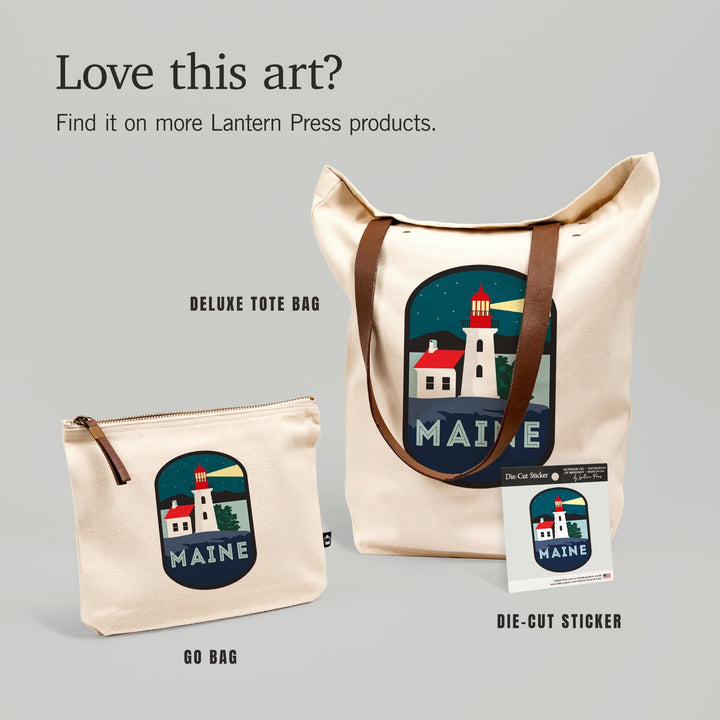 Maine, Lighthouse, Vector Style, Contour, Vinyl Sticker - Lantern Press