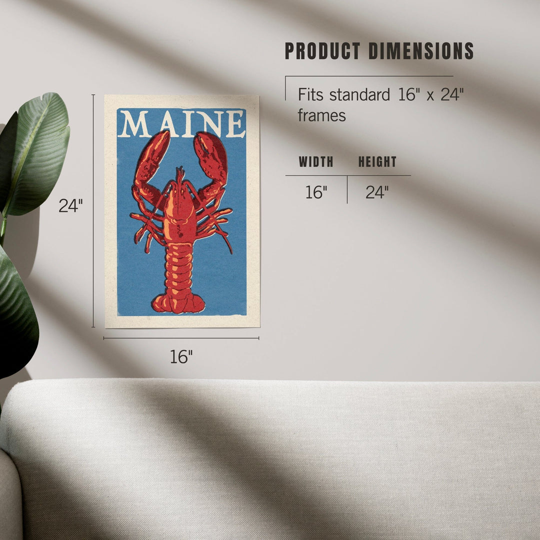 Maine, Lobster Woodblock, Art & Giclee Prints - Lantern Press