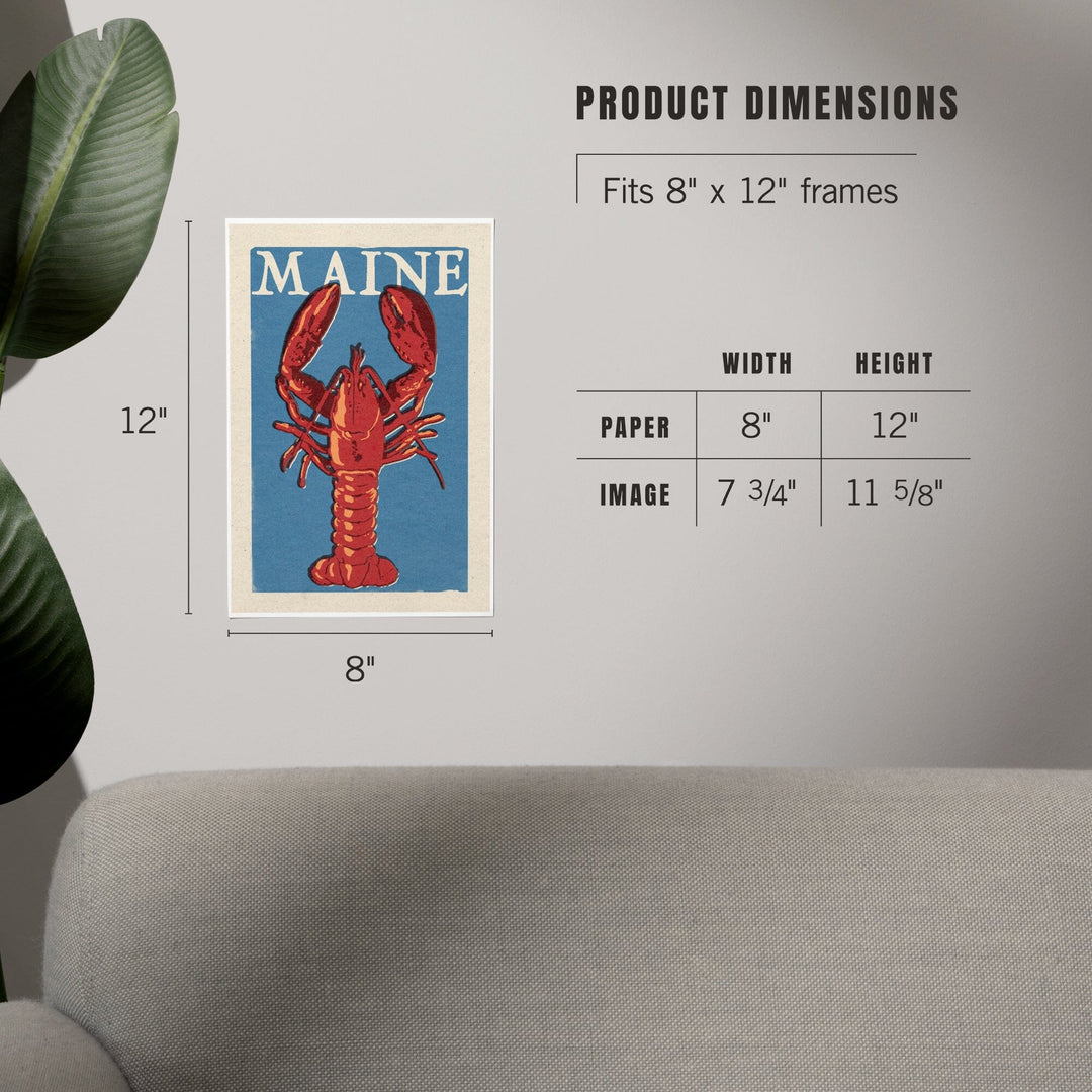 Maine, Lobster Woodblock, Art & Giclee Prints - Lantern Press