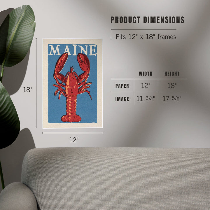 Maine, Lobster Woodblock, Art & Giclee Prints - Lantern Press