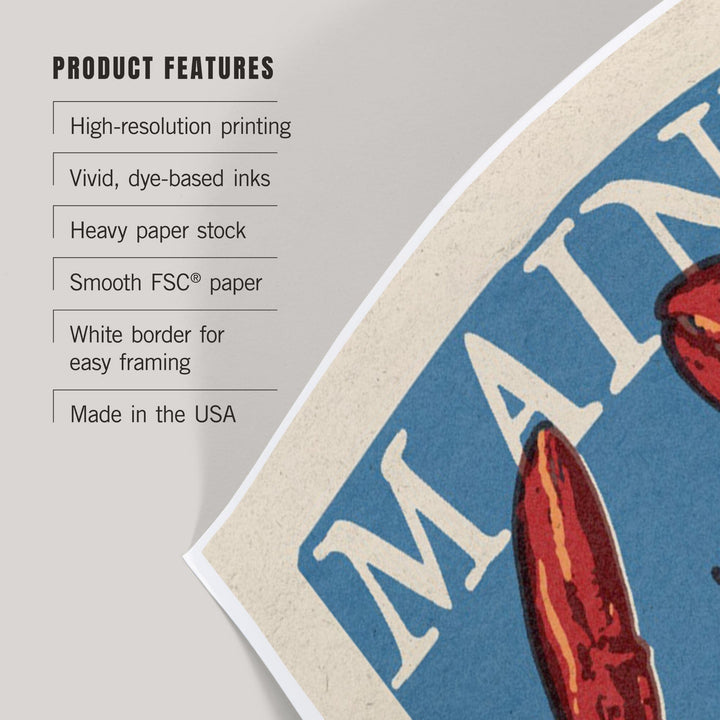 Maine, Lobster Woodblock, Art & Giclee Prints - Lantern Press