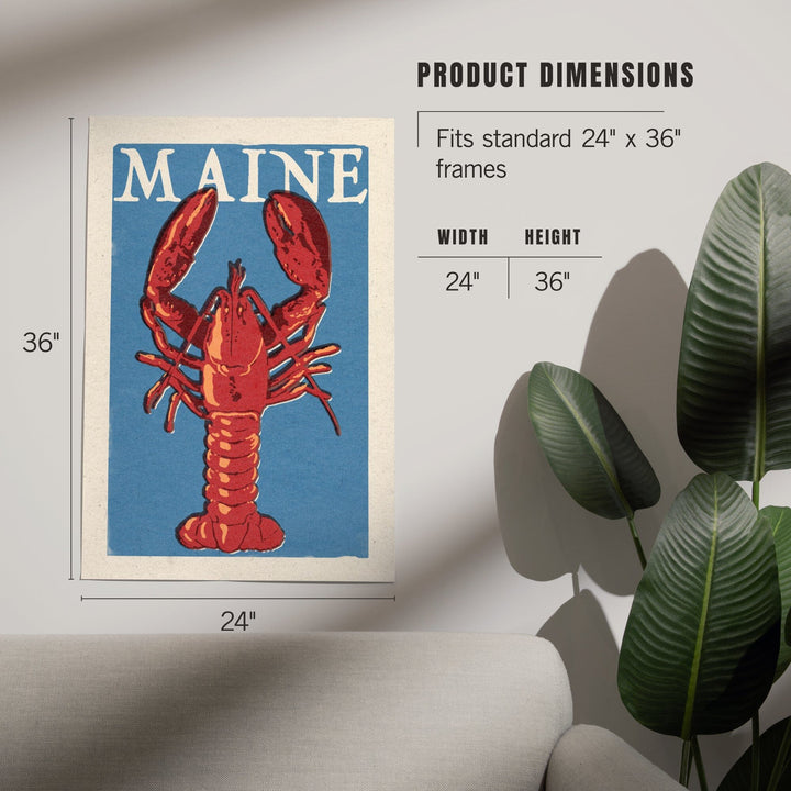 Maine, Lobster Woodblock, Art & Giclee Prints - Lantern Press