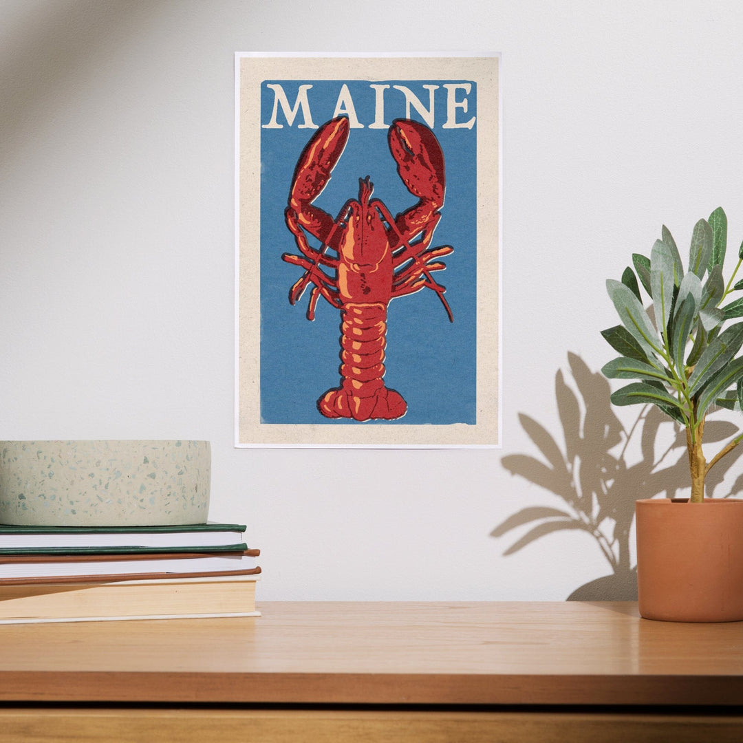 Maine, Lobster Woodblock, Art & Giclee Prints - Lantern Press