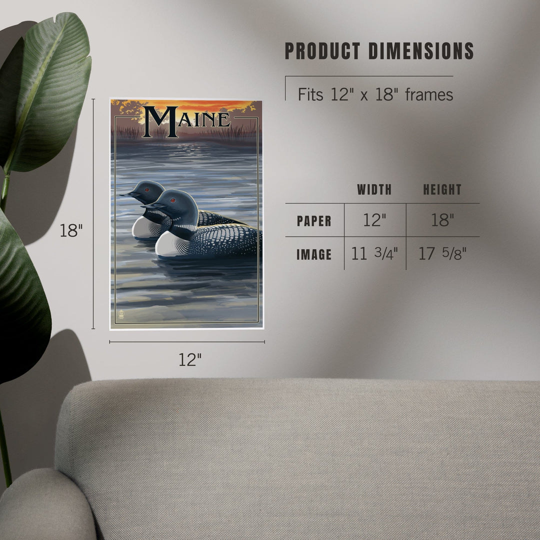 Maine, Loon Family, Art & Giclee Prints - Lantern Press