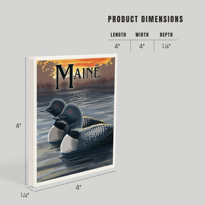 Maine, Loon Family, Coasters Coasters Lantern Press