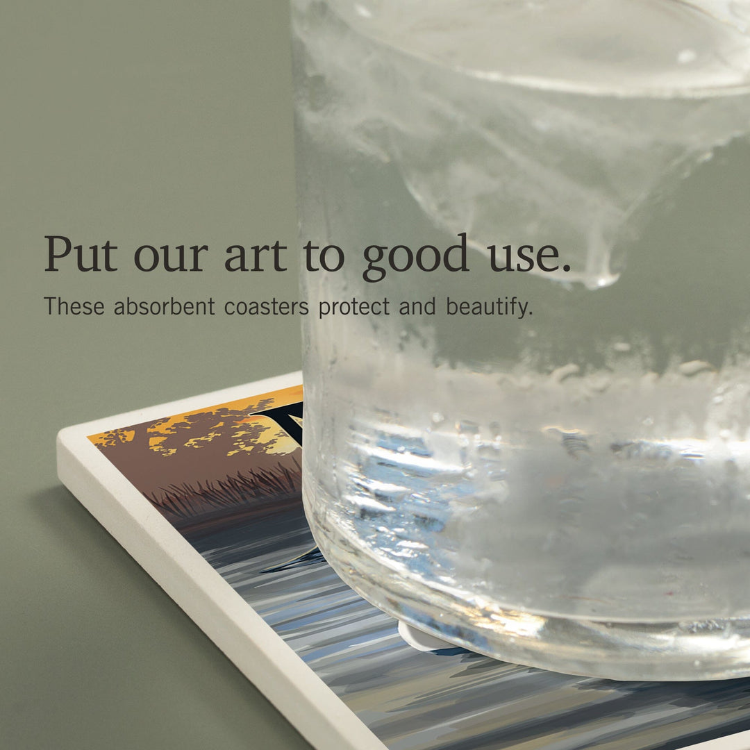 Maine, Loon Family, Coasters Coasters Lantern Press