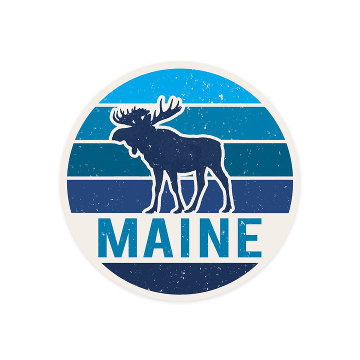 Maine, Moose Vector, Contour, Vinyl Sticker - Lantern Press