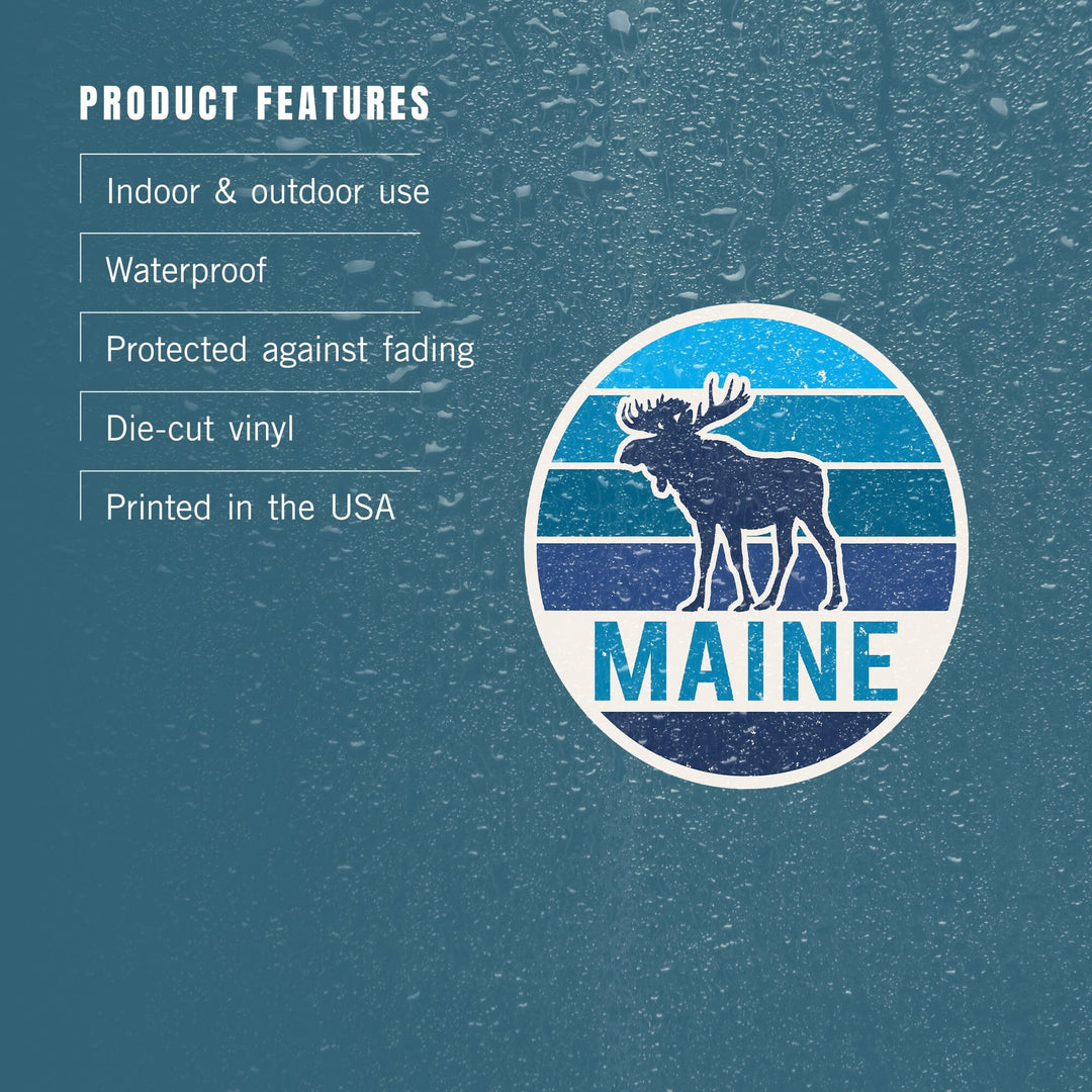 Maine, Moose Vector, Contour, Vinyl Sticker - Lantern Press