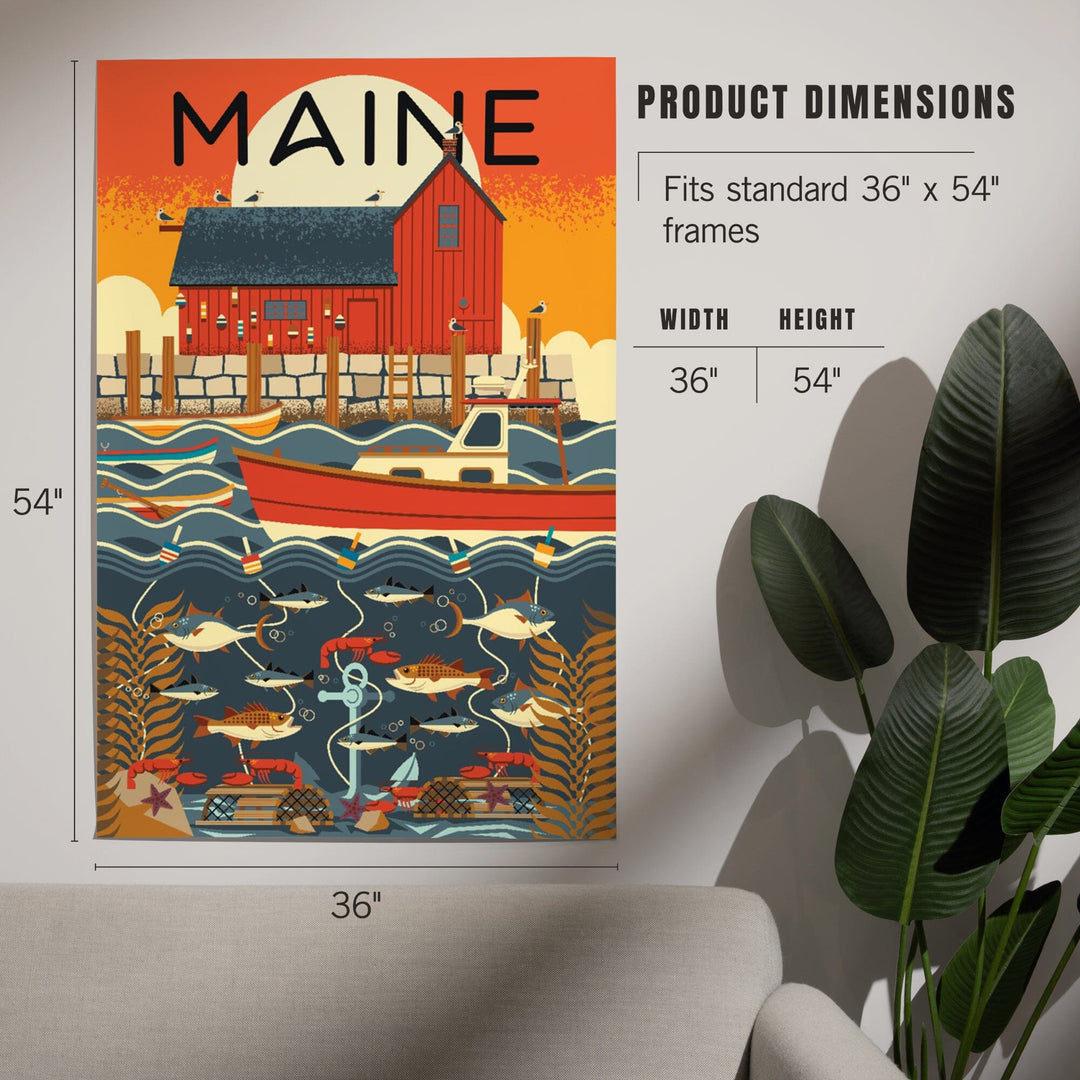 Maine, Nautical Geometric, Art & Giclee Prints - Lantern Press