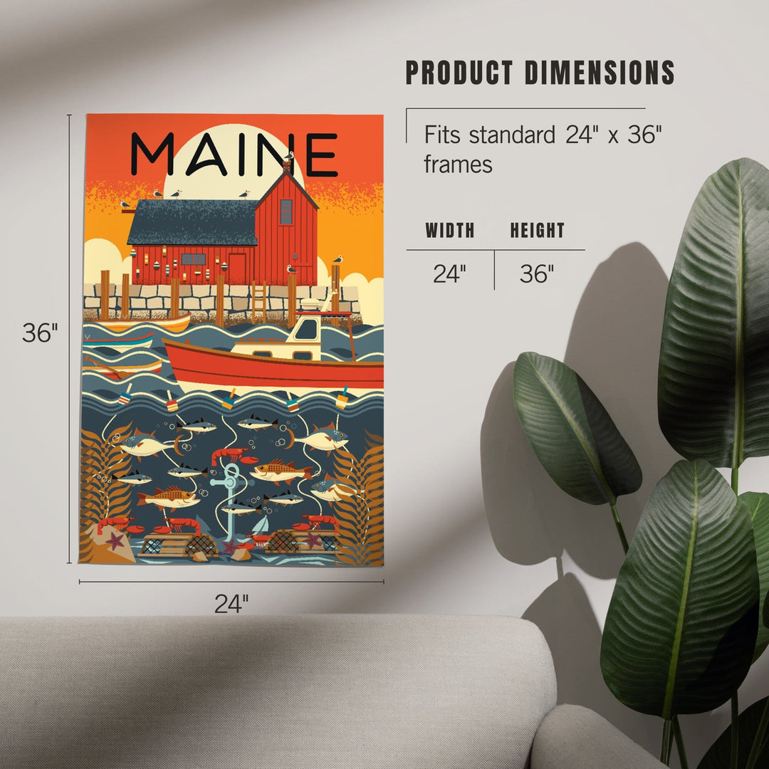 Maine, Nautical Geometric, Art & Giclee Prints - Lantern Press