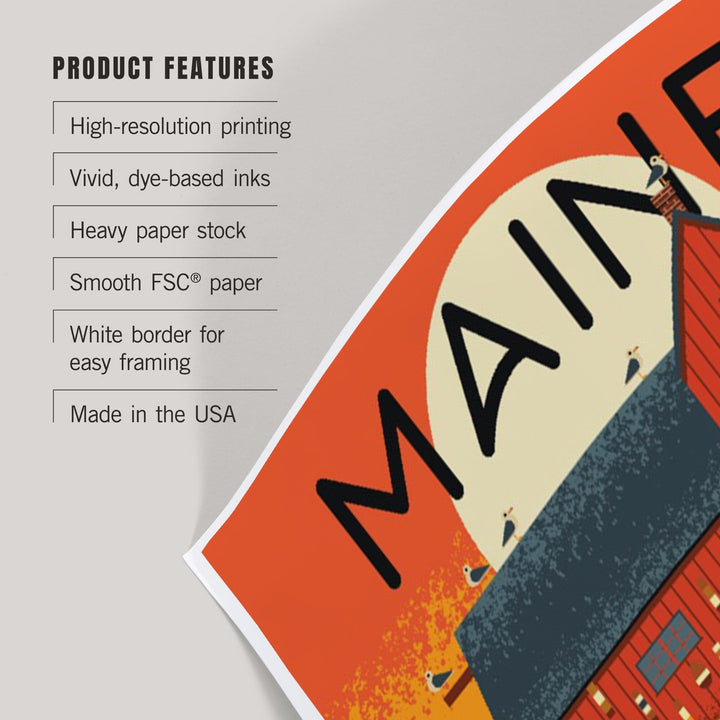 Maine, Nautical Geometric, Art & Giclee Prints - Lantern Press