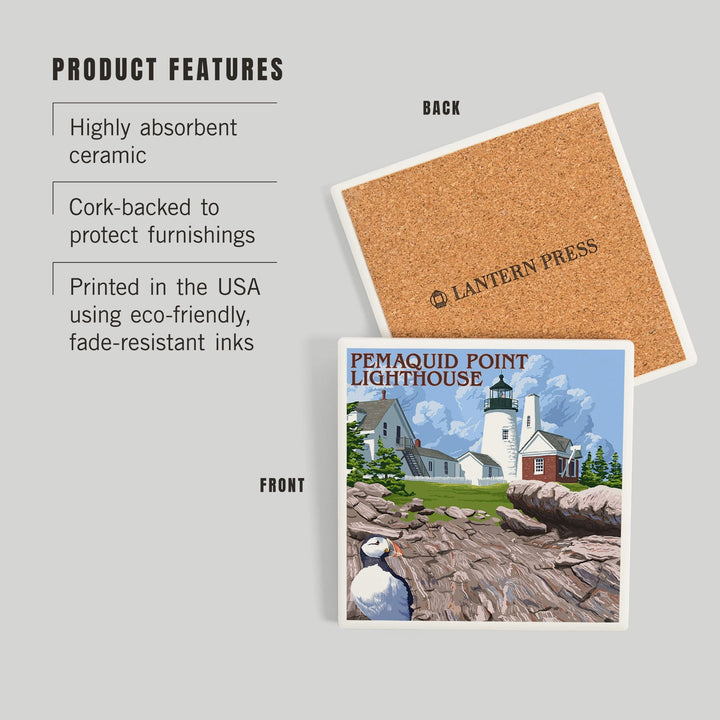 Maine, Pemaquid Lighthouse, Coasters Coasters Lantern Press