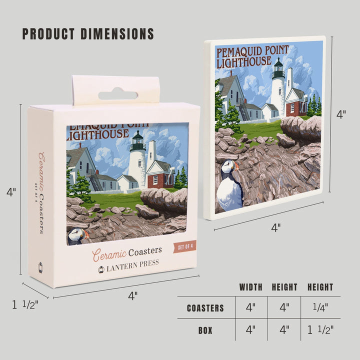 Maine, Pemaquid Lighthouse, Coasters Coasters Lantern Press