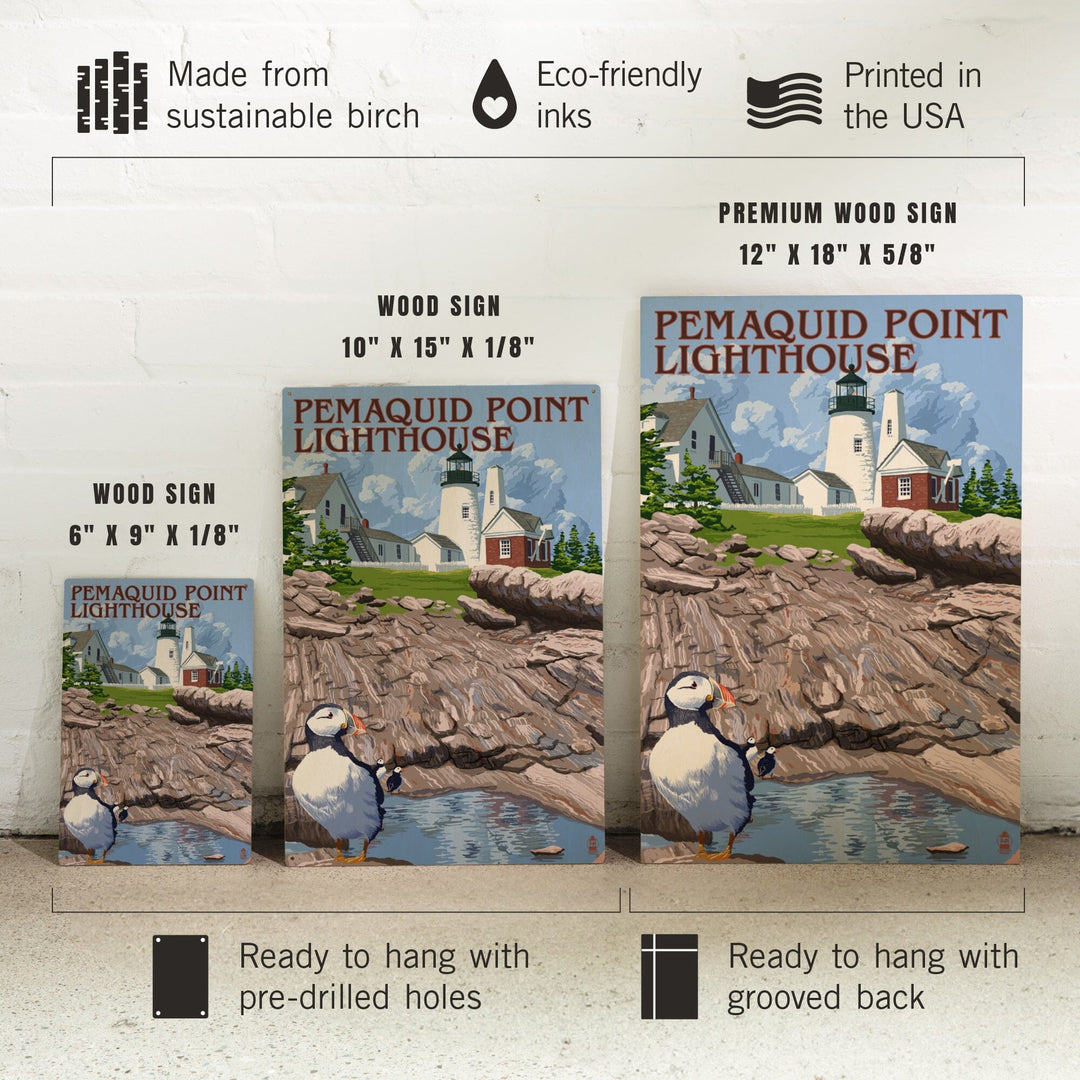 Maine, Pemaquid Lighthouse, Lantern Press Artwork, Wood Signs and Postcards - Lantern Press