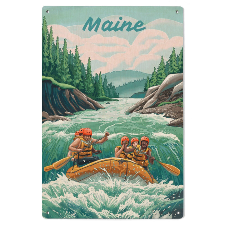 Maine, Seek Adventure, River Rafting, Wood Signs and Postcards Wood Lantern Press