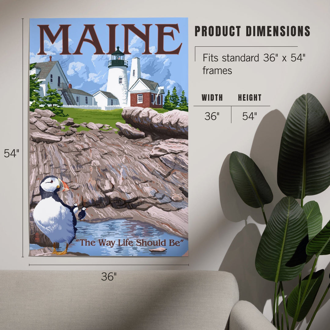 Maine, The Way Life Should Be, Lighthouse and Puffin, Art & Giclee Prints - Lantern Press