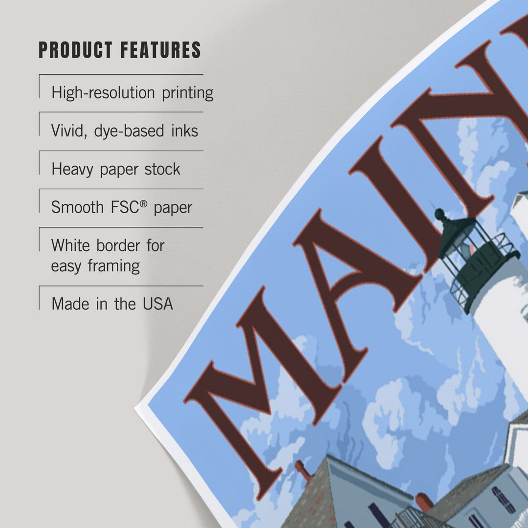 Maine, The Way Life Should Be, Lighthouse and Puffin, Art & Giclee Prints - Lantern Press