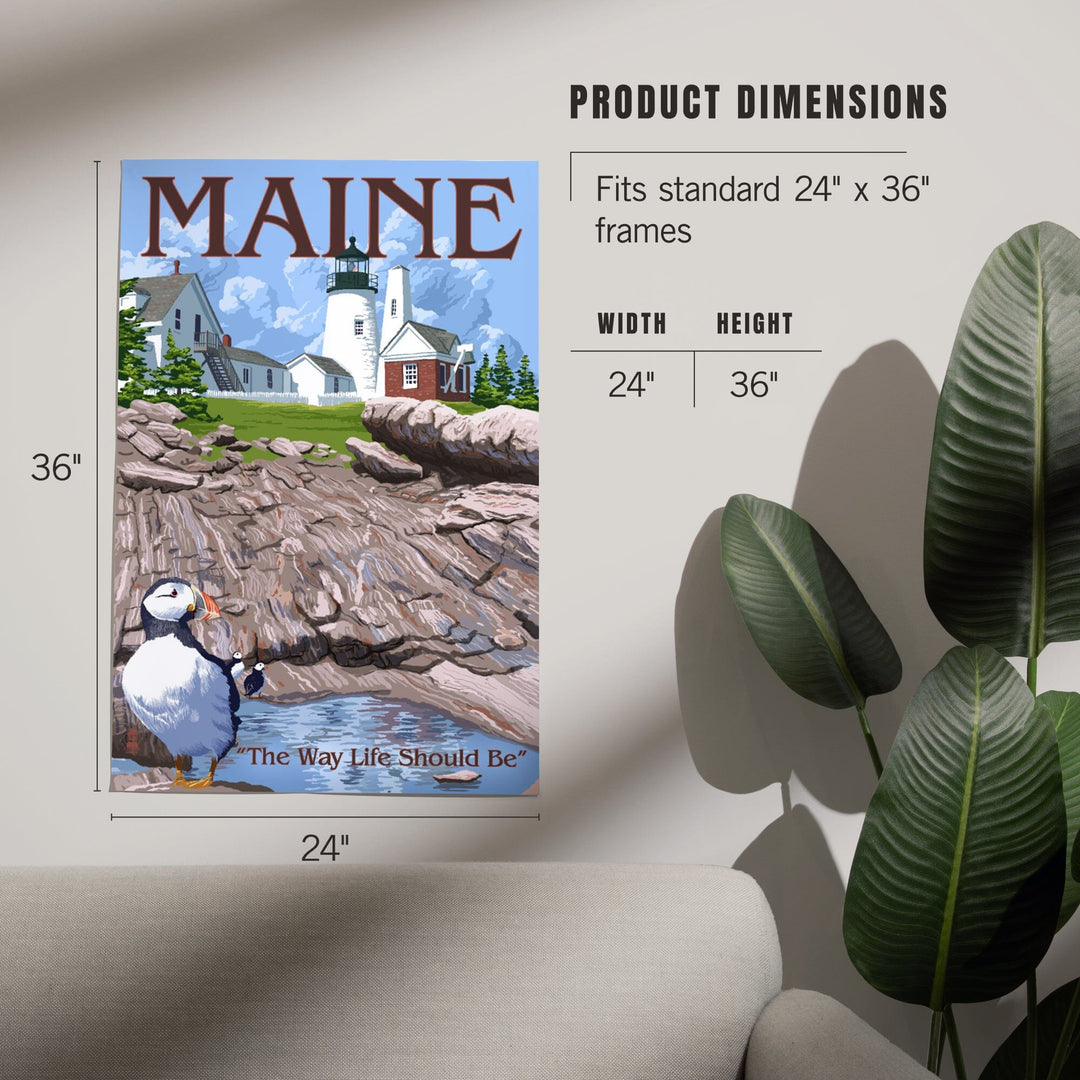Maine, The Way Life Should Be, Lighthouse and Puffin, Art & Giclee Prints - Lantern Press