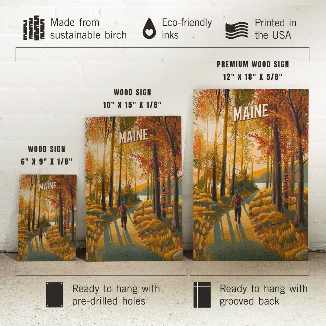 Maine, Walk In The Woods, Day Hike, Wood Signs and Postcards Wood Lantern Press