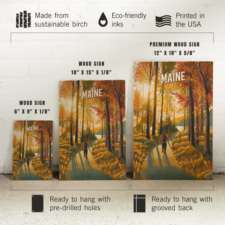 Maine, Walk In The Woods, Day Hike, Wood Signs and Postcards Wood Lantern Press
