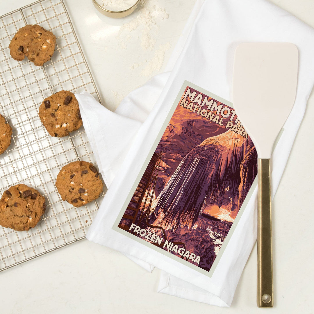 Mammoth Cave, Kentucky, Letterpress, Organic Cotton Kitchen Tea Towels Kitchen Lantern Press