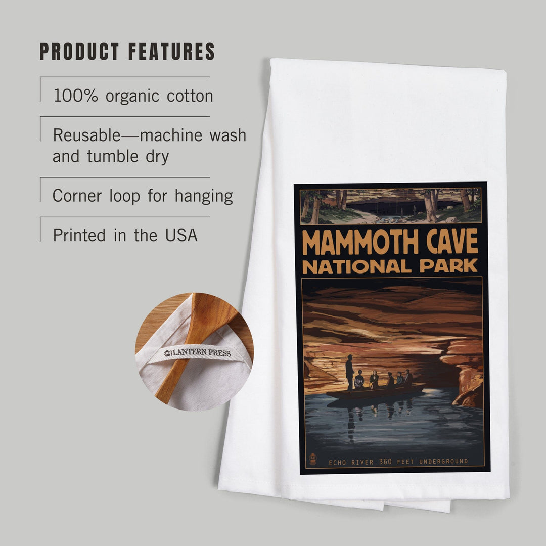 Mammoth Cave National Park, Kentucky, Echo River, Organic Cotton Kitchen Tea Towels Kitchen Lantern Press