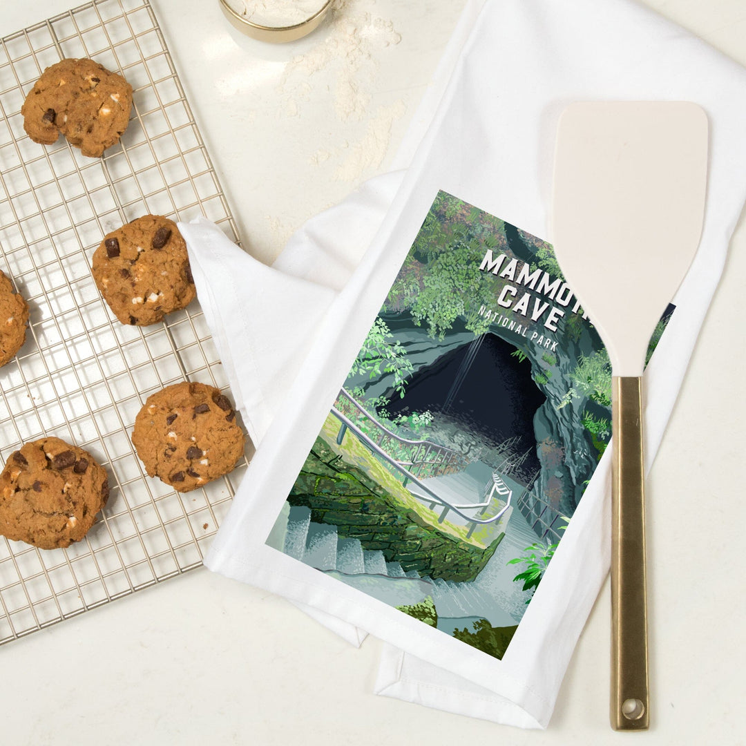 Mammoth Cave National Park, Kentucky, Painterly National Park Series, Organic Cotton Kitchen Tea Towels Kitchen Lantern Press