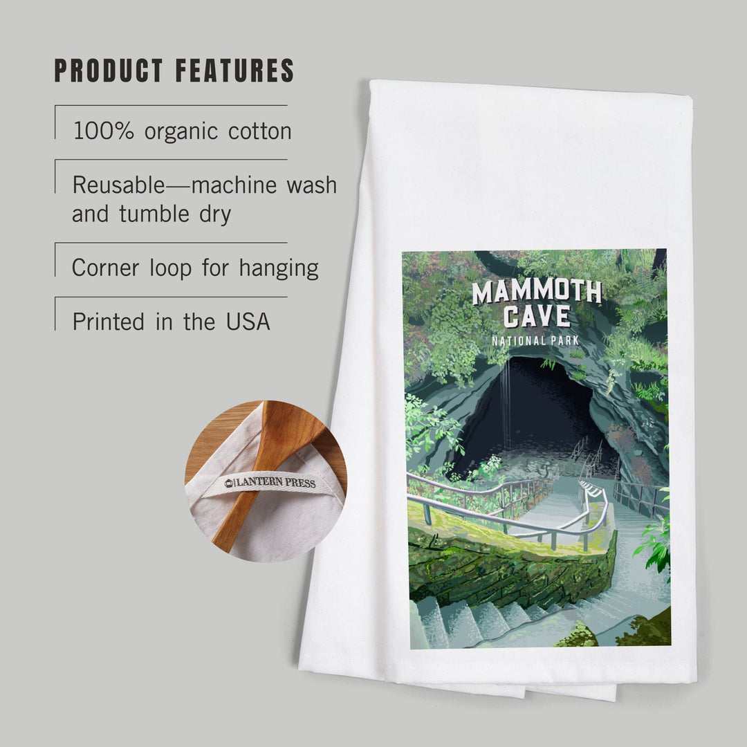Mammoth Cave National Park, Kentucky, Painterly National Park Series, Organic Cotton Kitchen Tea Towels Kitchen Lantern Press