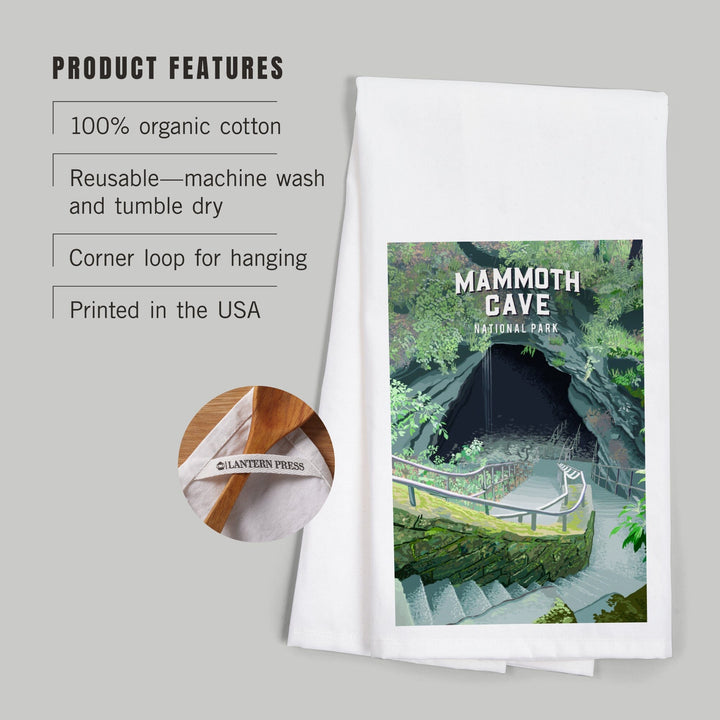 Mammoth Cave National Park, Kentucky, Painterly National Park Series, Organic Cotton Kitchen Tea Towels Kitchen Lantern Press