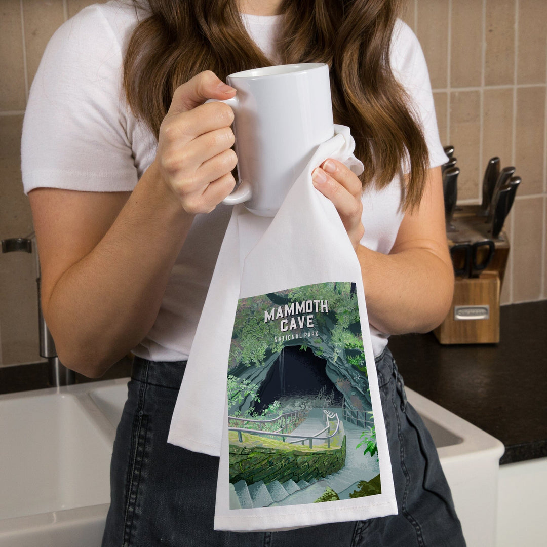 Mammoth Cave National Park, Kentucky, Painterly National Park Series, Organic Cotton Kitchen Tea Towels Kitchen Lantern Press