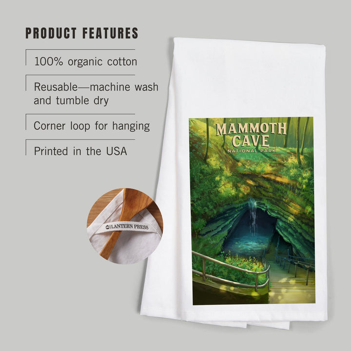 Mammoth Cave National Park, Oil Painting, Organic Cotton Kitchen Tea Towels Kitchen Lantern Press