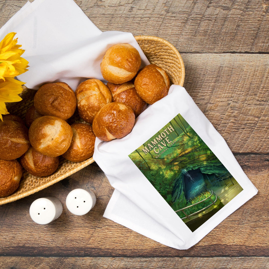 Mammoth Cave National Park, Oil Painting, Organic Cotton Kitchen Tea Towels Kitchen Lantern Press