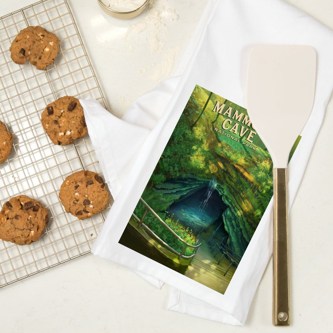 Mammoth Cave National Park, Oil Painting, Organic Cotton Kitchen Tea Towels Kitchen Lantern Press
