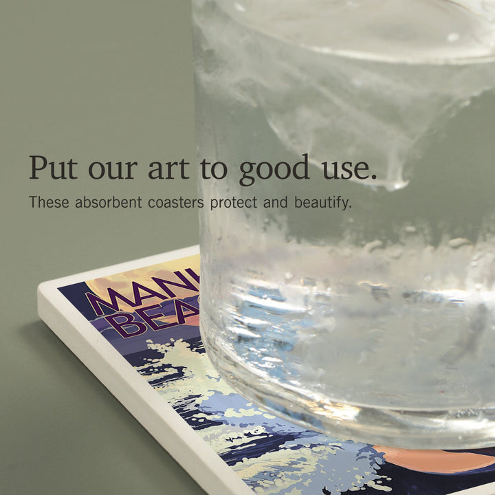 Manhattan Beach, California, Night Surfer, Coasters Coasters Lantern Press