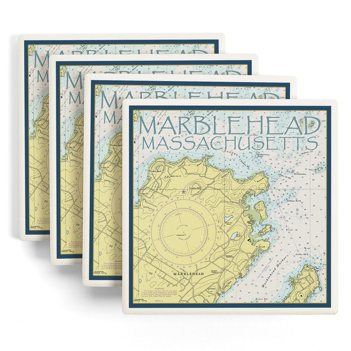Marblehead, Massachusetts, Nautical Chart, Coasters Coasters Lantern Press