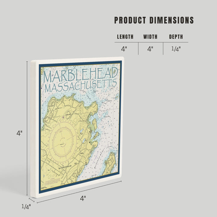 Marblehead, Massachusetts, Nautical Chart, Coasters Coasters Lantern Press