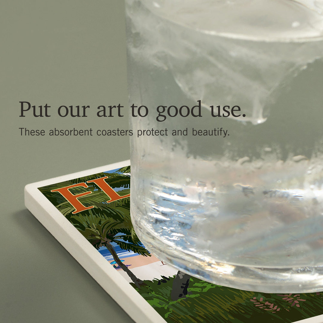 Marco Island, Florida, Destinations Sign, Coasters Coasters Lantern Press