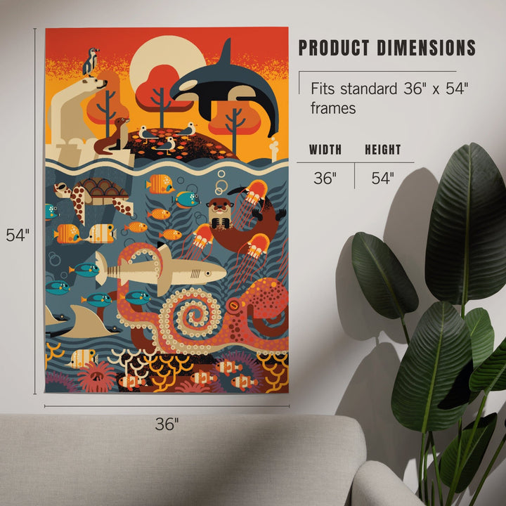 Marine Animals, Textured Geometric, Art & Giclee Prints - Lantern Press