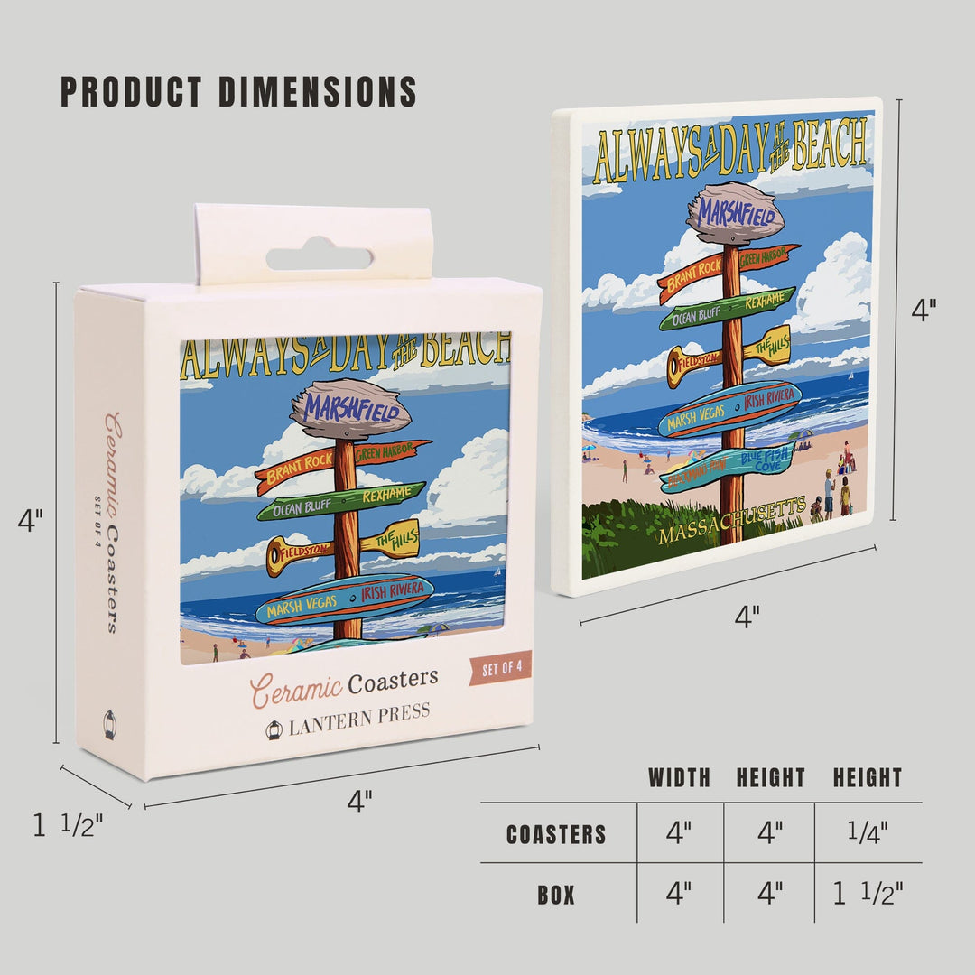 Marshfield, Massachusetts, Sign Destinations, Coasters Coasters Lantern Press